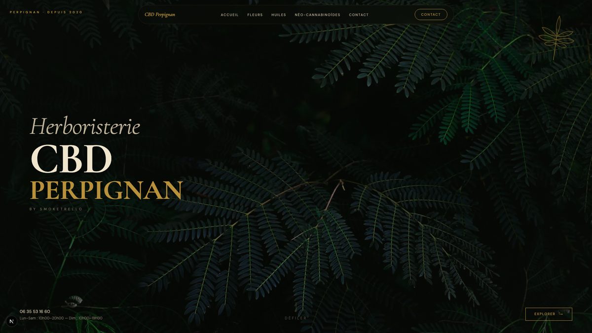 CBD Perpignan — E-commerce herboristerie premium Next.js GSAP par Digital AM