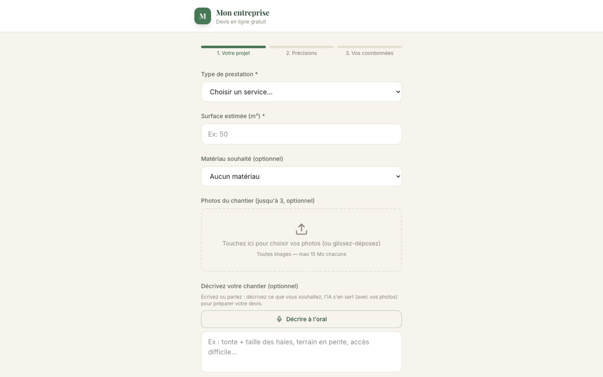 Devis Paysagiste — devis automatique par IA
