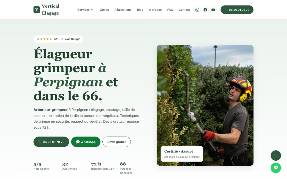 Vertical Élagage — site web élagueur Perpignan